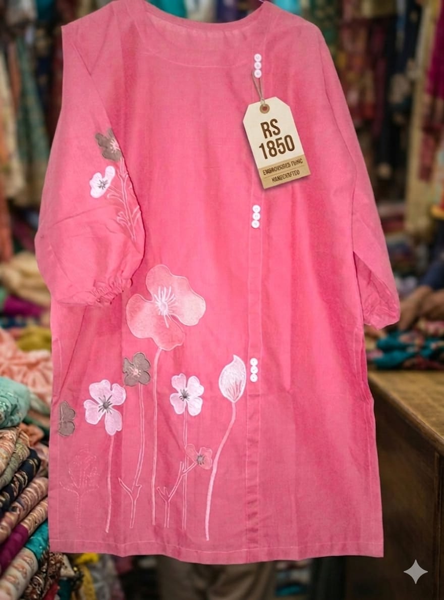 Embroidered Pink Shirt β Standard Size β Elegant & Trendy