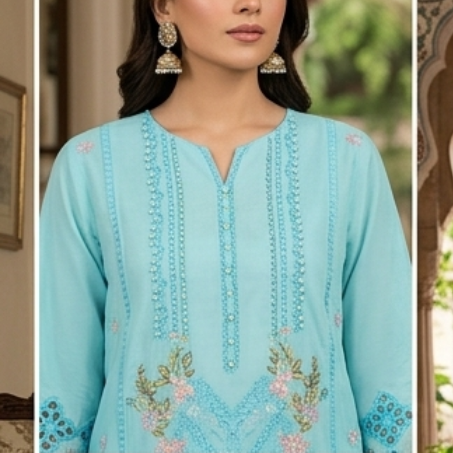Elegant Sky Blue Embroidered Lawn 3-Piece Suite – Summer Grace Edition