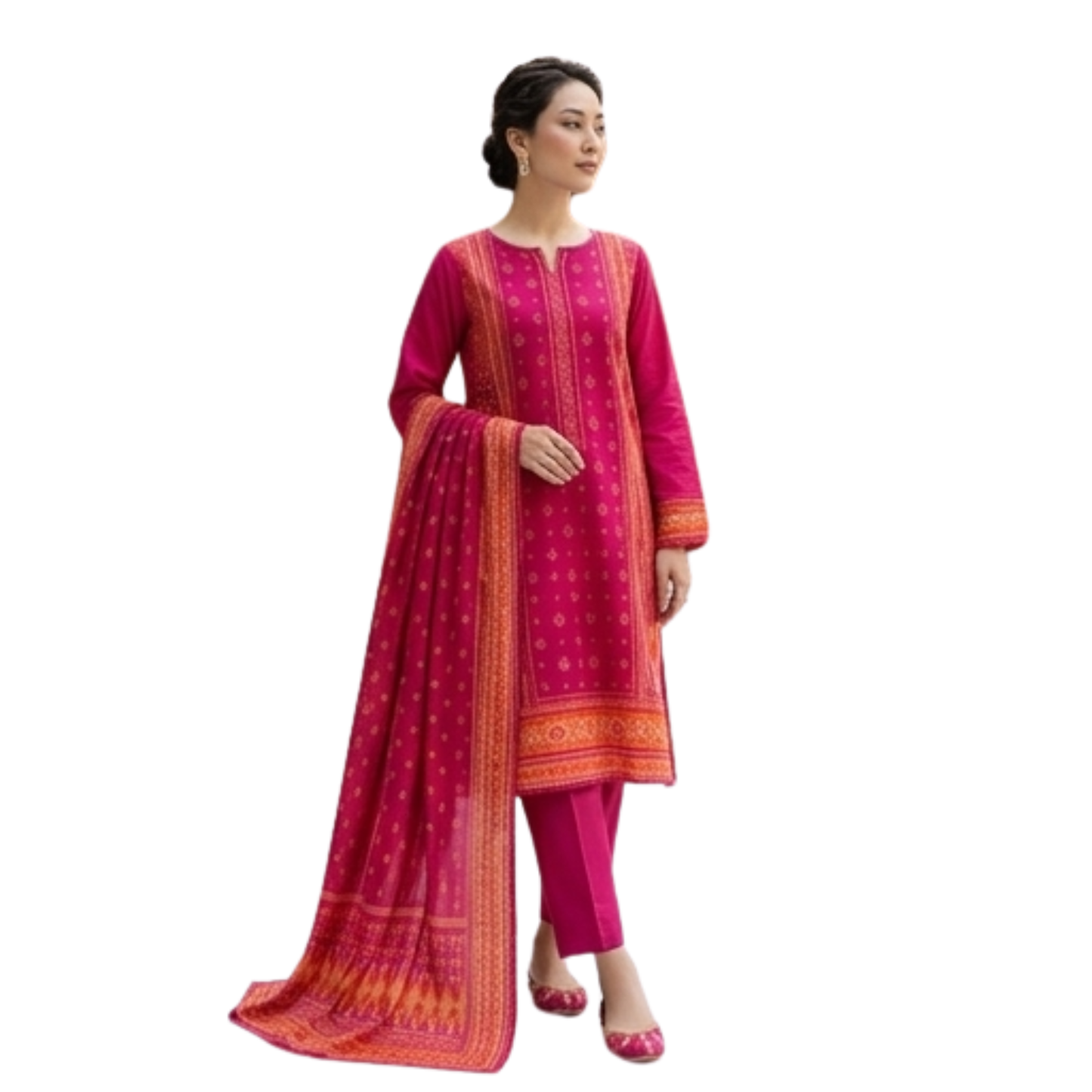Velora Red Printed Lawn 3 Piece Suit – Summer Collection