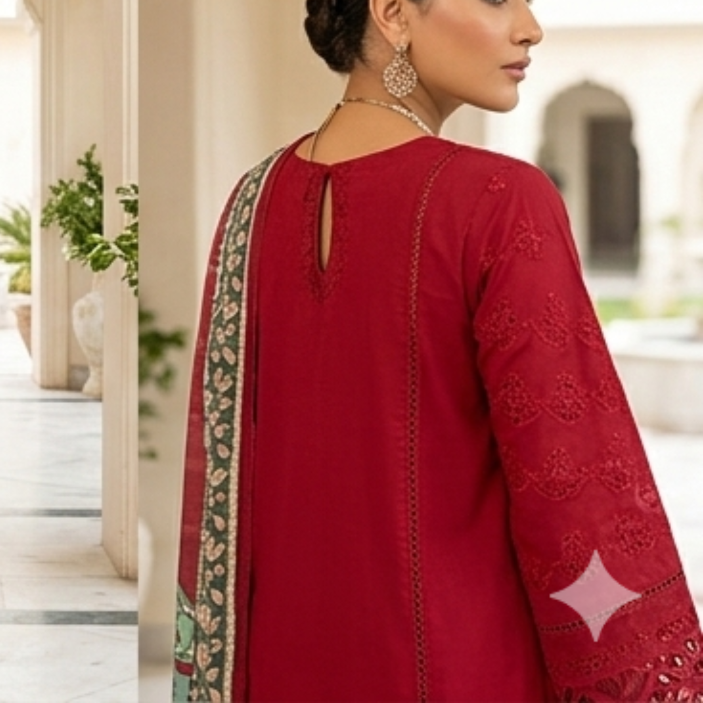 Velora Red Printed Lawn 3 Piece Suit – Summer Collection