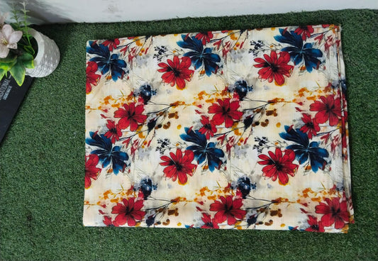 Women Printed Lawn Suit – Soft Summer Fabric Floral Design 2 Piece Unstitched