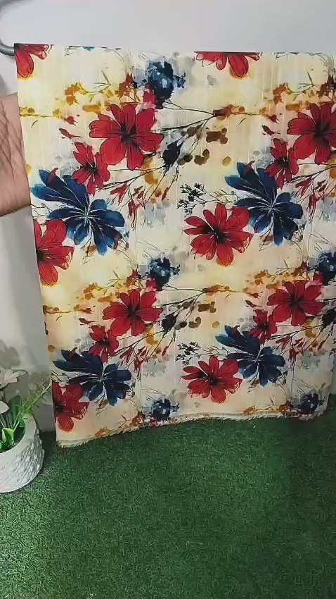 Women Printed Lawn Suit – Soft Summer Fabric Floral Design 2 Piece Unstitched